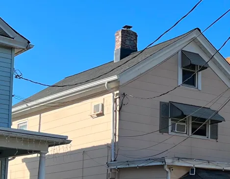 Finished gutters and roofline on a home exterior
