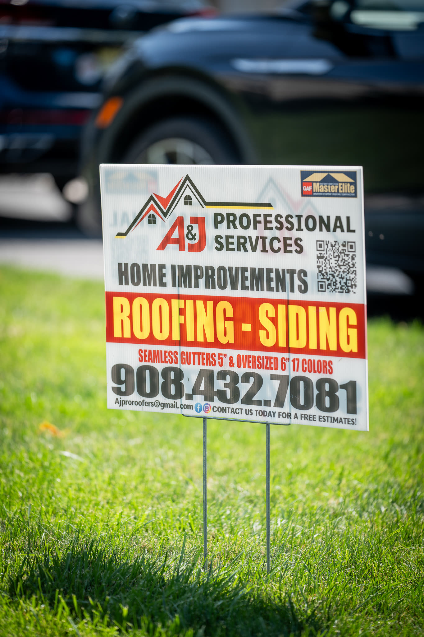 A&J Pro Roofers yard sign